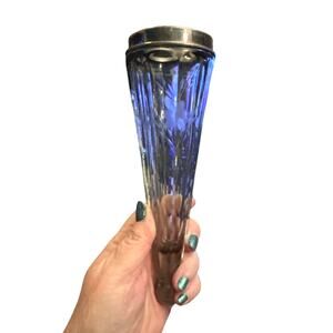 Antique Carriage or Car Floral Vase Unique Etchings Real Crystal